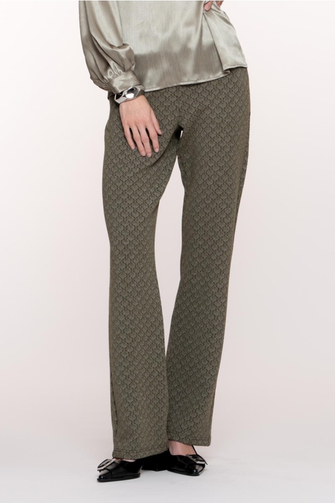 BROEK MET JACQUARD PRINT 51684 20 000530 GREEN/BLACK